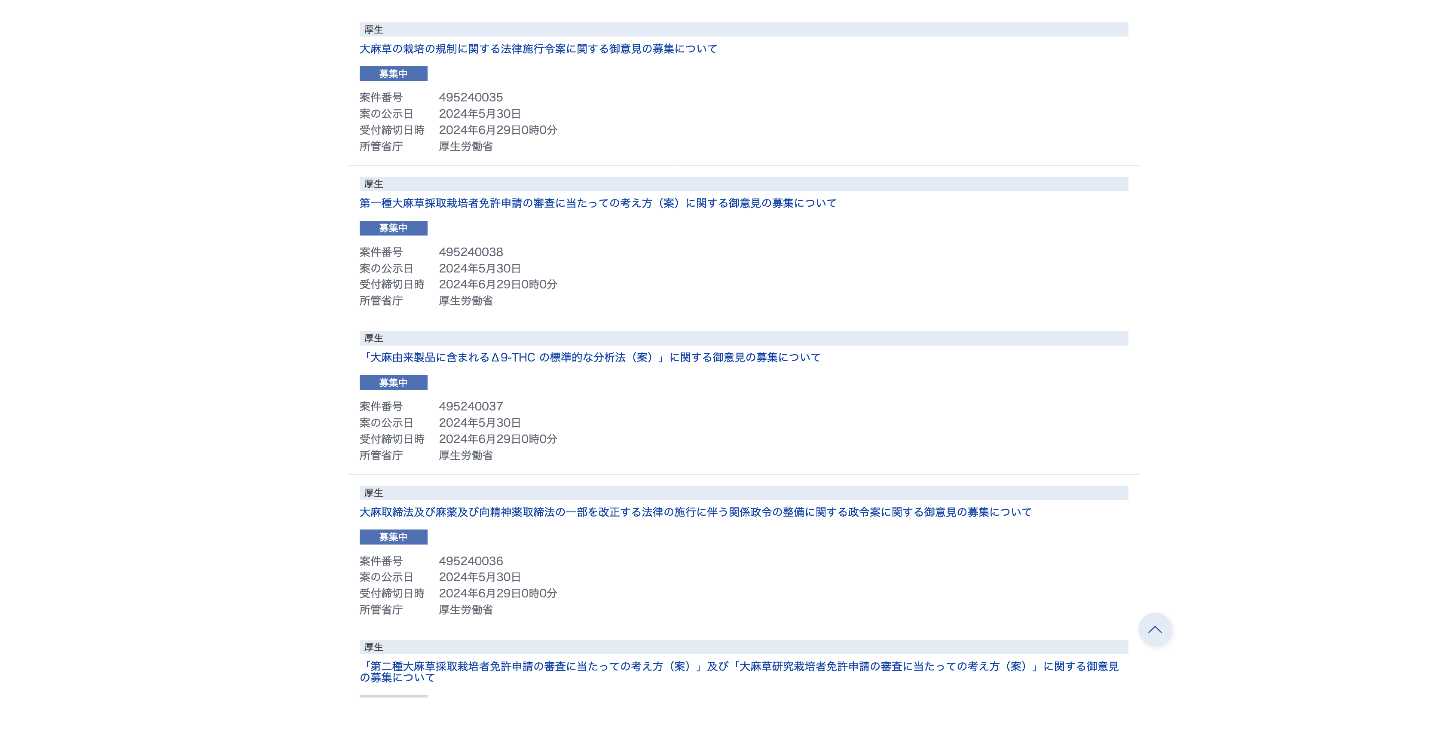 「大麻取締法及び麻薬及び向精神薬取締法の一部を改正する法律」に関するパブコメの提出